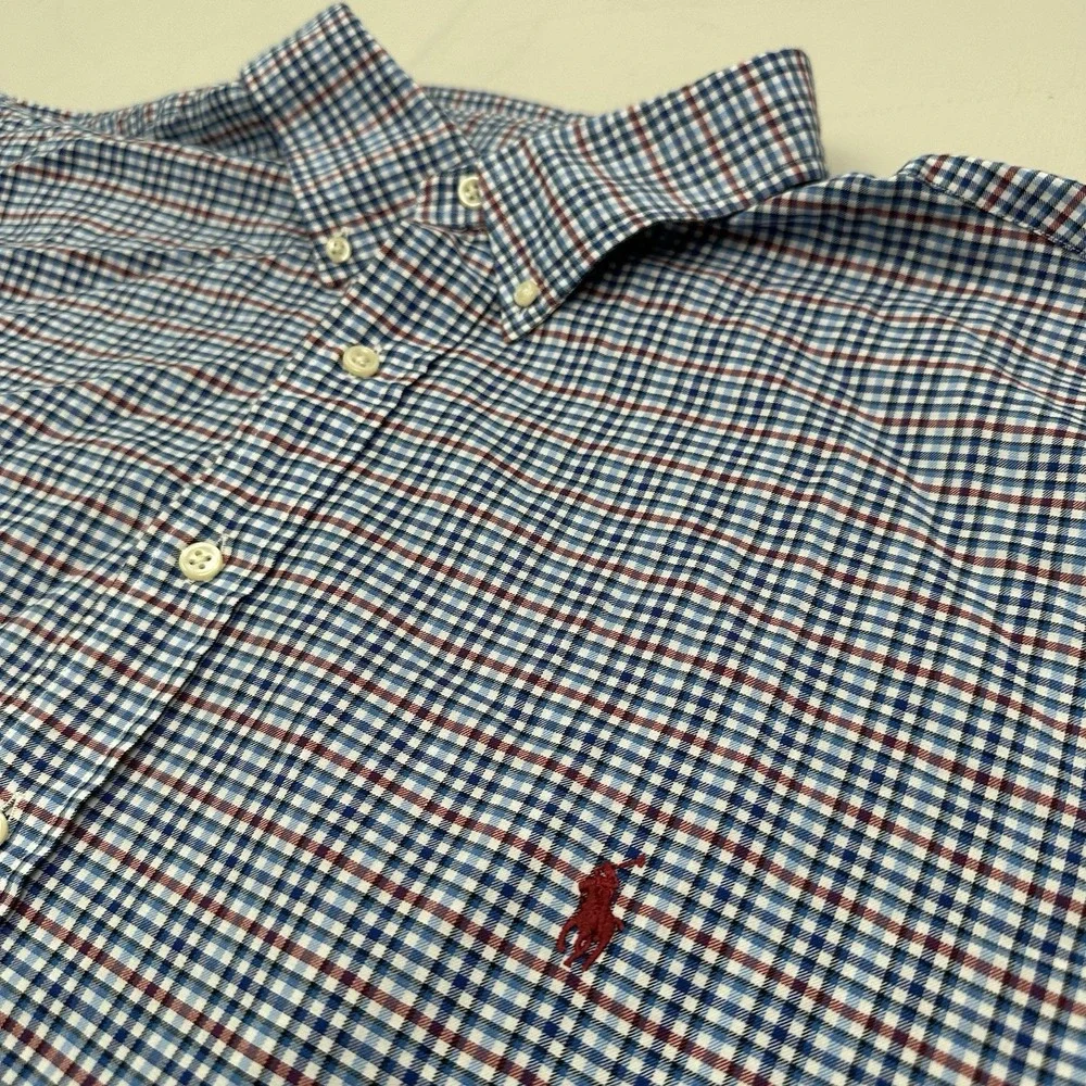 Lot of 3 Polo Ralph Lauren Button Down Dress Shirt Men 2XB Big Blue Plaid Stripe